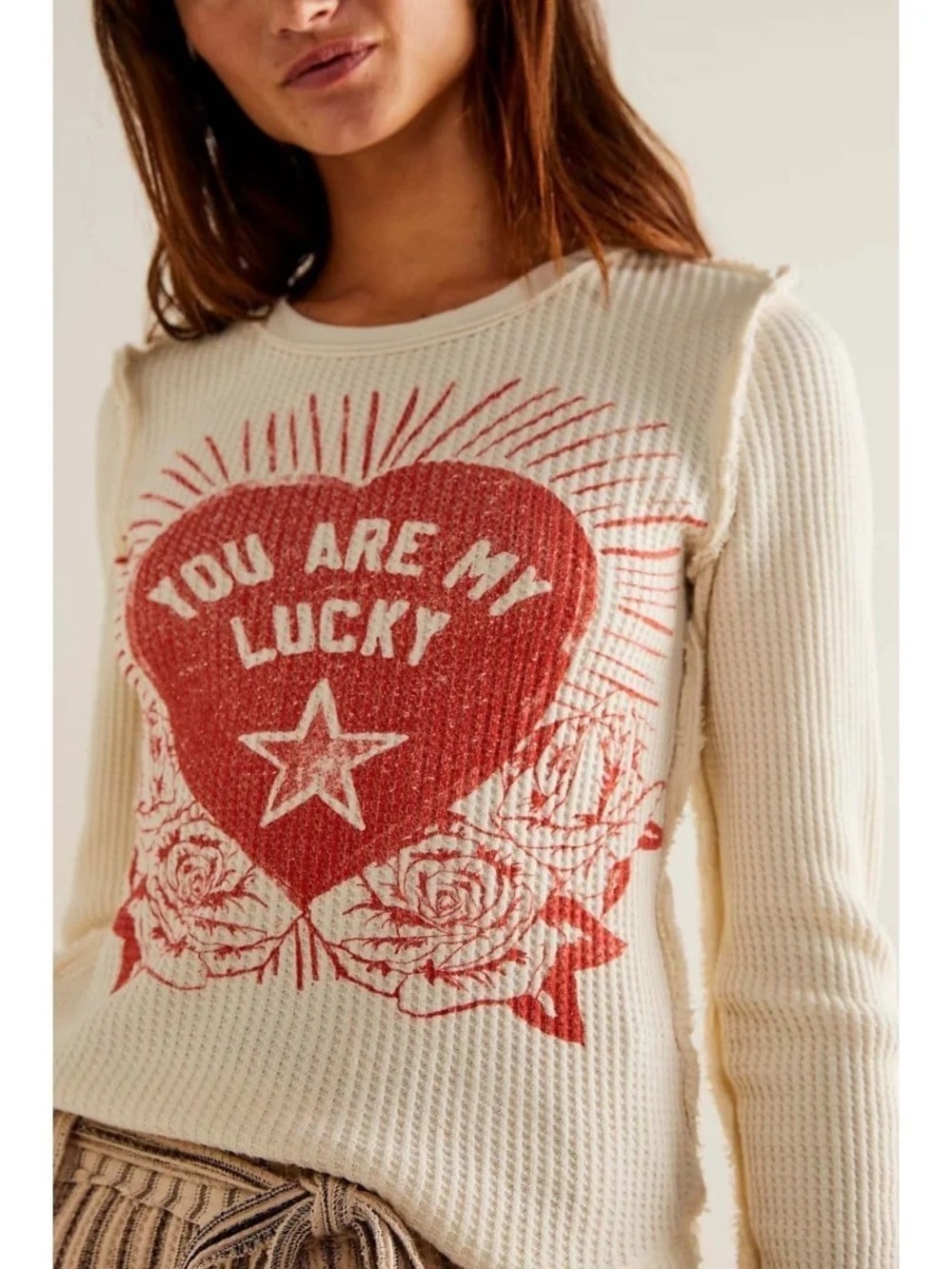 We The Free “You are my lucky star” waffle-knit top